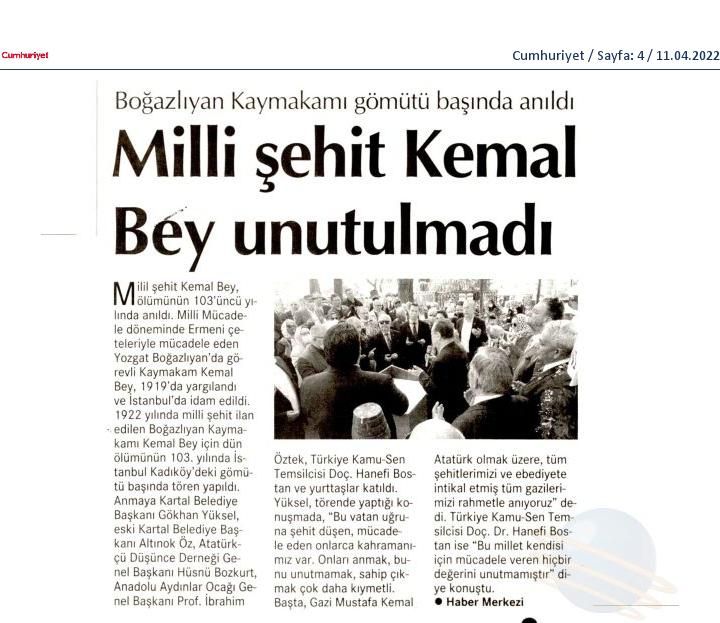 Cumhuriyet-MILLI_SEHIT_KEMAL_BEY_UNUTULMADI-11.04.2022